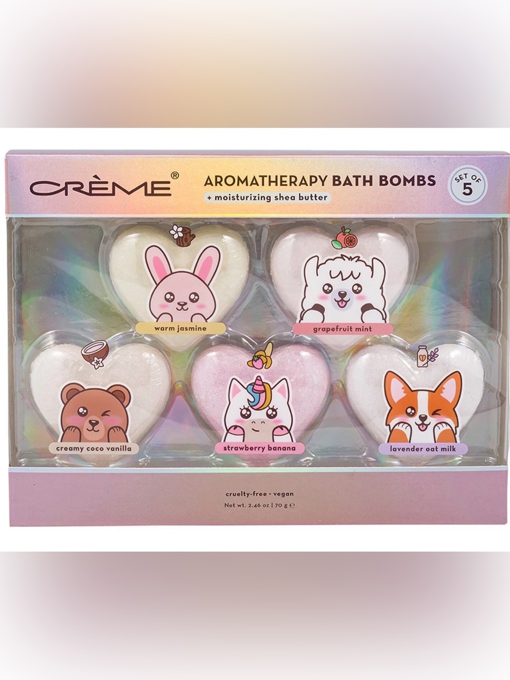 The Crème Shop Aromatherapy Heart Bath Bombs Set - Pastel Multi (5-Pack)